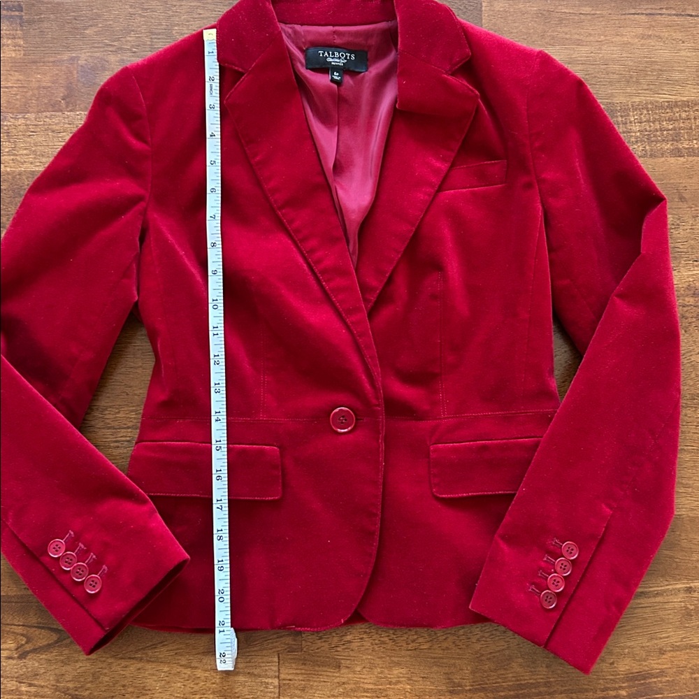 Y2K Velvet rusty red Power Blazer Tailored Fit VTG style Talbots Size 6 Petite. - Picture 3 of 8